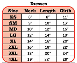 pet clothes size chart